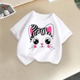 thumbnail image 2 of TEAJOPSUU Toddler Baby Tween Girls Graphic Tops Summer Round Neck Short Sleeve T-Shirt Casual Cute Kitten Printed Tee Shirt Sizes 2-14Y & Plus B-White, 2 of 3