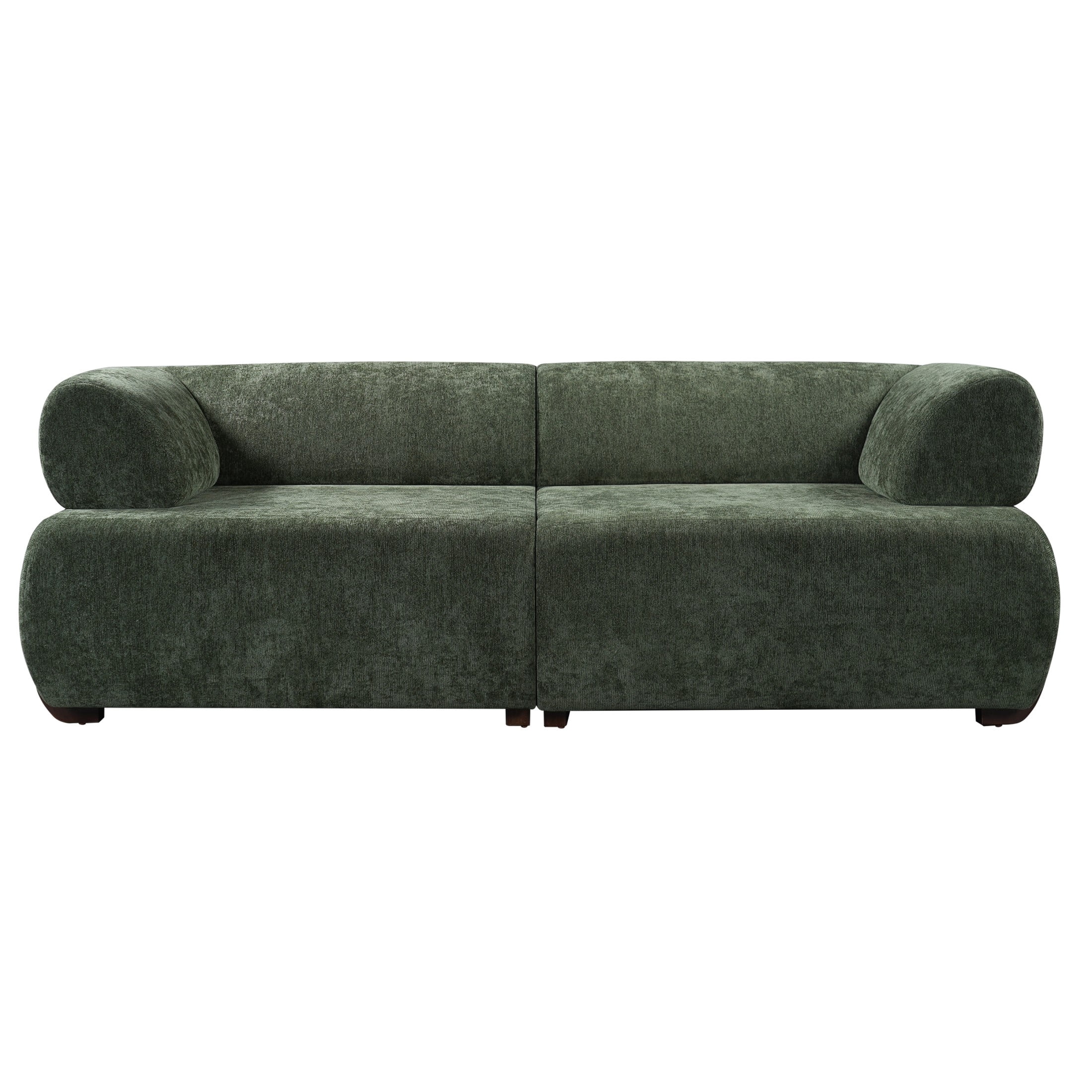 Christopher Knight Home 83" Minimalist Upholstered Sofa, 3-Seat Modular Couch with Round Arms, Green