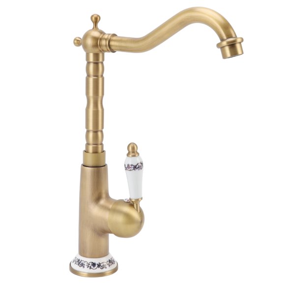 Antique Kitchen Faucet, European Antique All Copper Kitchen Sink Faucet 360° Rotating  For Home For Bar Antique Color,Black