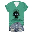 thumbnail image 4 of Trendfront Womens Funny Cat Graphic Tee Fashion V-Neck Short Sleeve Tops Summer T-Shirts Casual Slogan Print Weekend Relaxed Pullover Shirt, 4 of 4