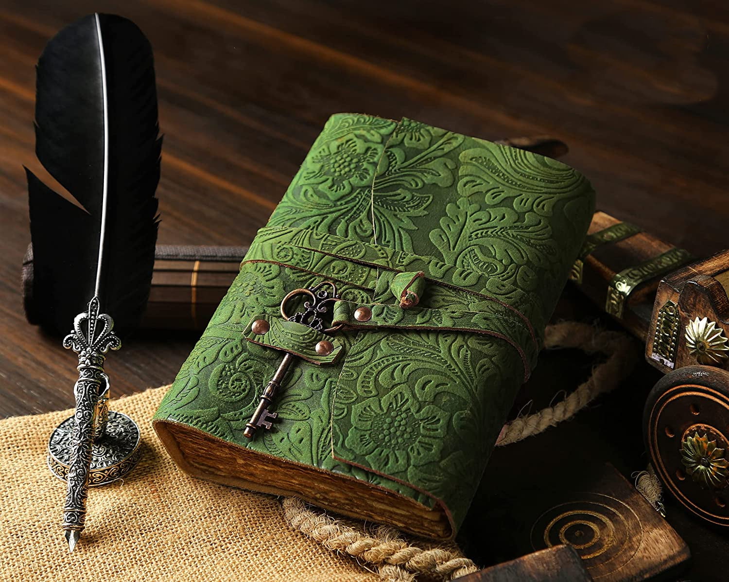 Seather Leather Journal - Antique Handmade Deckle Edge Vintage Paper Leather Bound Journal - Book of Shadows Journal - Leather Sketchbook - Drawing Journal - Grea 5 x 7 in, 200 Pages, 1 Count, 1 Pack