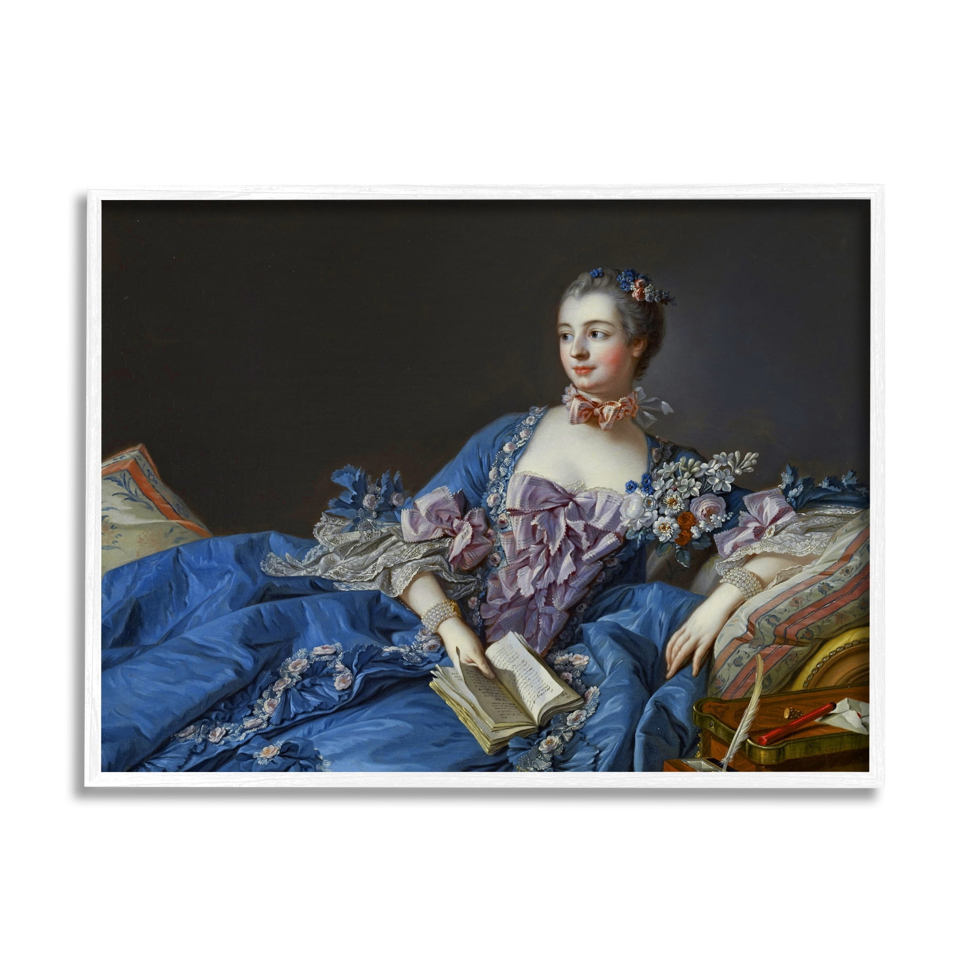 Stupell Industries Madame de Pompadour Fine Art Painting Francois Boucher Painting White Framed Art Print Wall Art, Design by one1000paintings