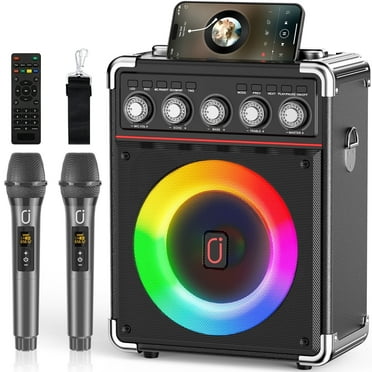FanFun Karaoke Machine, Karaoke Speaker with 2 Microphones for Adults, Deep Bass Portable Bluetooth Speaker with DJ Lights, Home Singing Karaoke System with Remote for Party, TX05