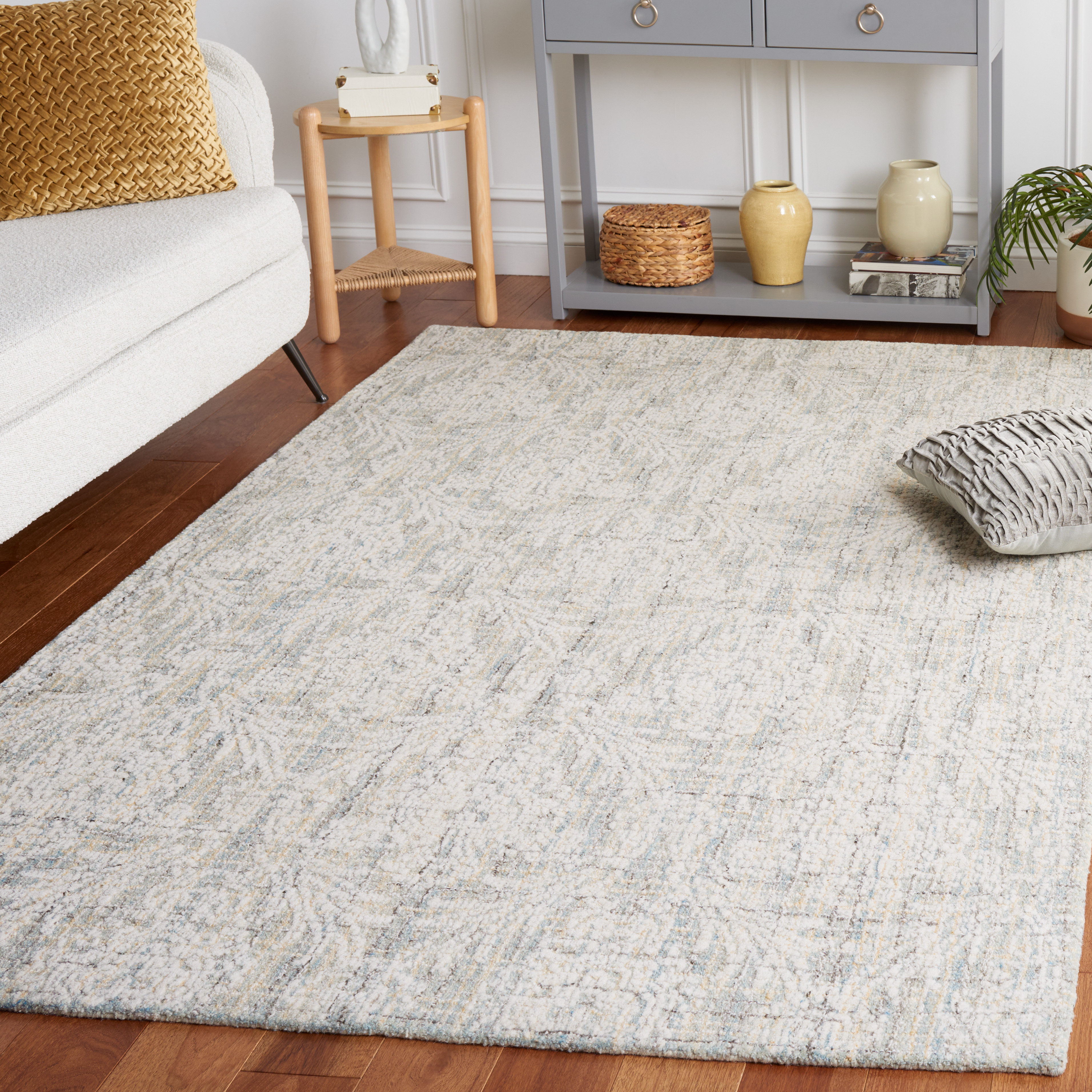 SAFAVIEH Ebony Acacia Diamond Area Rug, Light Blue/Ivory, 4' x 6'