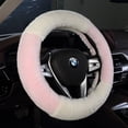 thumbnail image 3 of Fundas para volante de coche peludas y esponjosas, cálidas y esponjosas, universales, de piel sintética, para invierno (rosa), 3 of 3