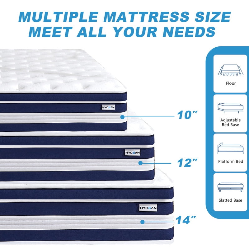 HYCEAN Twin Size Mattress, 10 Inch Hybrid Memory Foam Twin Mattress in a Box, Pressure Relief, Medium Firm, CertiPUR-US