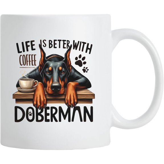 Funny Dog Lover Coffee Mug Cute Cocker Spaniel, Golden Retriever, French Bulldog, Husky Designs - Unique Gift Puppy Owners & Animal Lovers (Life is better with coffee)