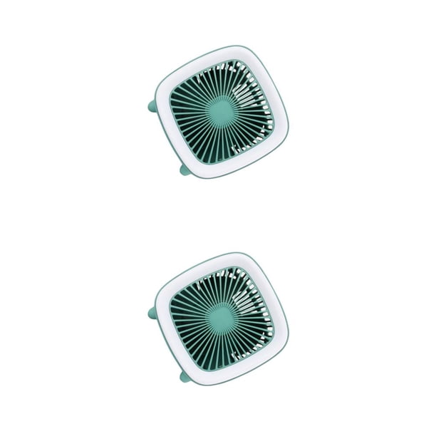 Injueey mini ventilador de refrigeración por aire 360 ° velocidad de rotación enfriador luz de noche LED humidificador acondicionador Verde 2Conjunto