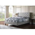 thumbnail image 2 of Oliver and Smith Queen Upholstered Platform Bed Frame Grey - 51 Inch Tall Button Tufted Headboard - Soft Linen Fabric Wood Slats - Modern Fabric Design - Easy Assembly (ASTOR), 2 of 6