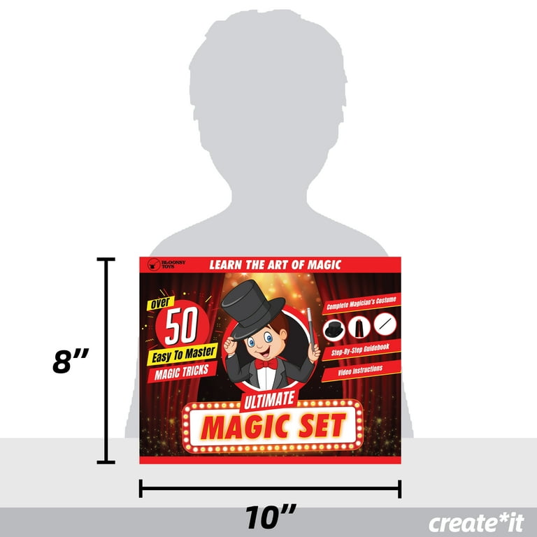 BLOONSY Magic Kit for Kids, Magic Tricks Set for Kids Age 6 8 10 12,  Magician Costume for Pretend Play with Easy to Follow Guide and Video  Instructions Included 