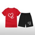 thumbnail image 2 of Hrsba Fashion Boy And Girls' Casual Short Sleeve Round Neck Collar Botton Solid Color Short Pants Sets,Toddler Summer Short Sleeve Round-Neck Blouses & Shirts Sets, 2 of 3