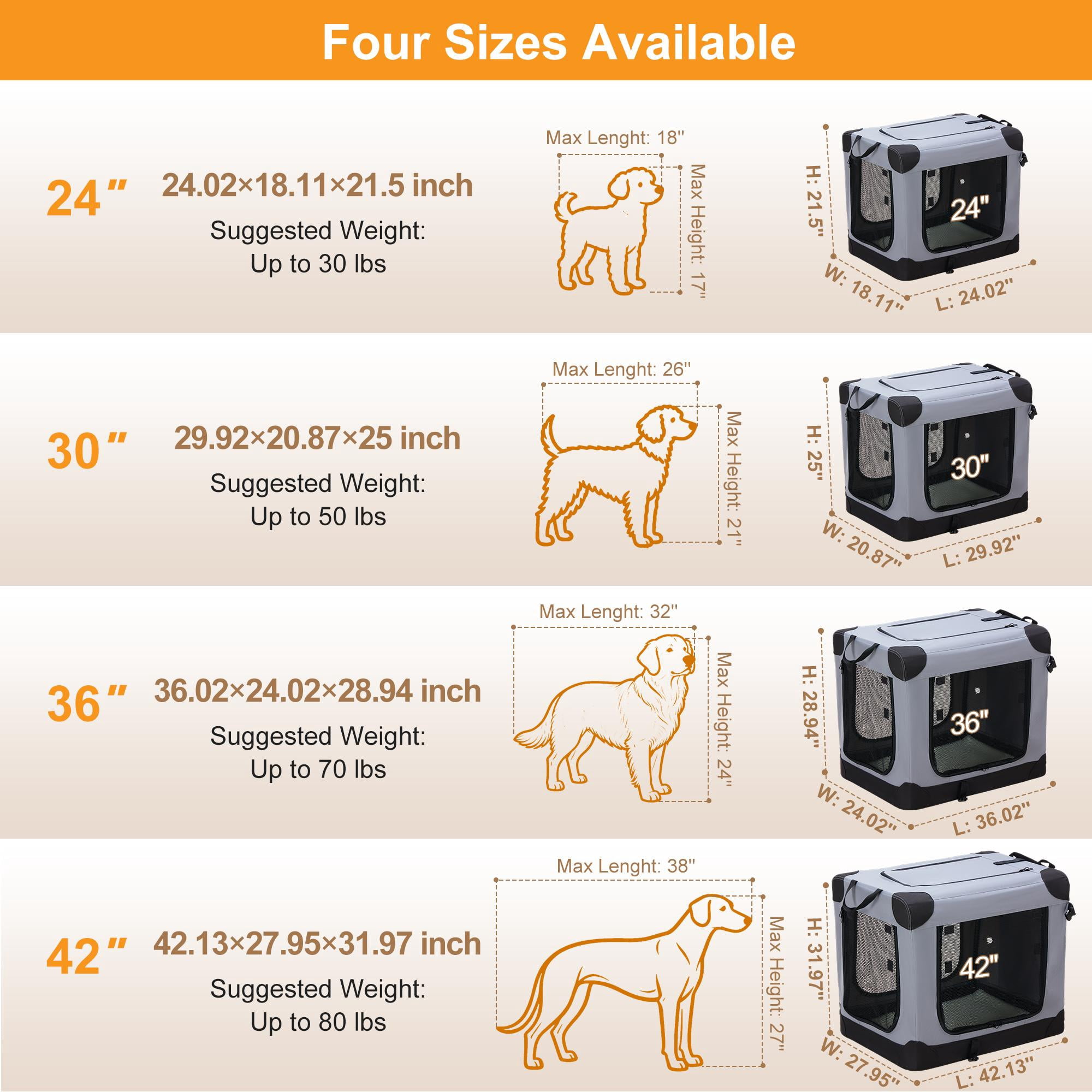 Gianna 24-Inch Collapsible Dog Crate, Soft Foldable Pet Kennel with 3-Door Mesh for Indoor & Outdoor