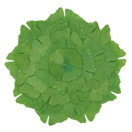 

SARO 14 in. Round Cloth Table Mats with Green Ginkgo Leaf Design - Set of 4