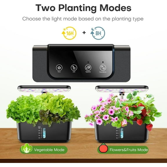 Indoor Garden Hydroponics Growing System: 10 Pods Plant rmination Kit Herb Vetable Growth Lamp Countertop with LED Grow Light - Hydrophonic Planter Grower Harvest Lettuce