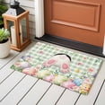 thumbnail image 4 of 2x3 Ft Entryway Area Rug, Easter Kitchen Rug Runner Washable Floor Mat, Spring Rabbit Feet Wildflowers Eggs Green Lattice Non Slip Indoor Door Mat Throw Carpet for Bathroom Living Room Bedroom, 4 of 8