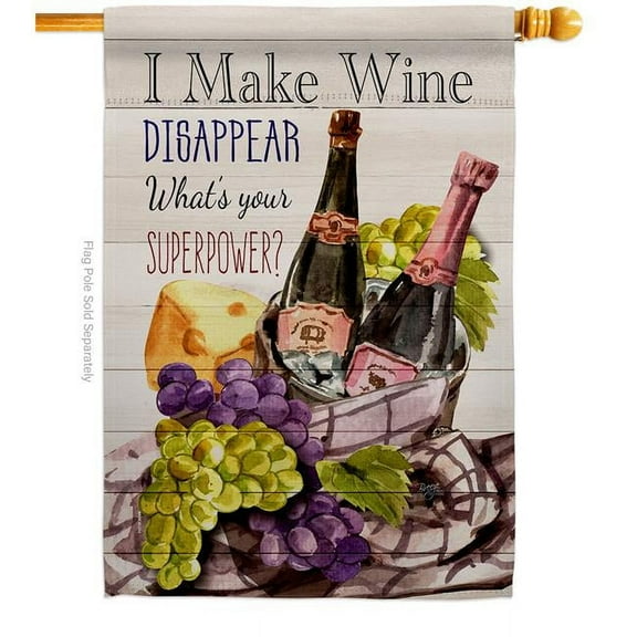 Breeze Decor H117063-BO Wine Superpower Beverages 28 x 40 in. Double-Sided Decorative Vertical House Flags for Decoration Banner Garden Yard Gift