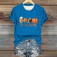 thumbnail image 2 of HCURIBAD Shirts for Women, Women's Pumpkin Baseball Maple Leaf Letter Printed T-Shirt Halloween Round Neck Tee, Womens Graphic Tees, Halloween Shirts for Women 1PC Top Blue 2XL, 2 of 4