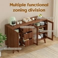 thumbnail image 4 of Farini Farmhouse Buffet Cabinet, 55.5" Coffee Bar with 3 Drawers and Pop-Up Doors, Large Rustic Sideboard for Dining Room, Kitchen, Hallway, and Living Room, Walnut, 4 of 7