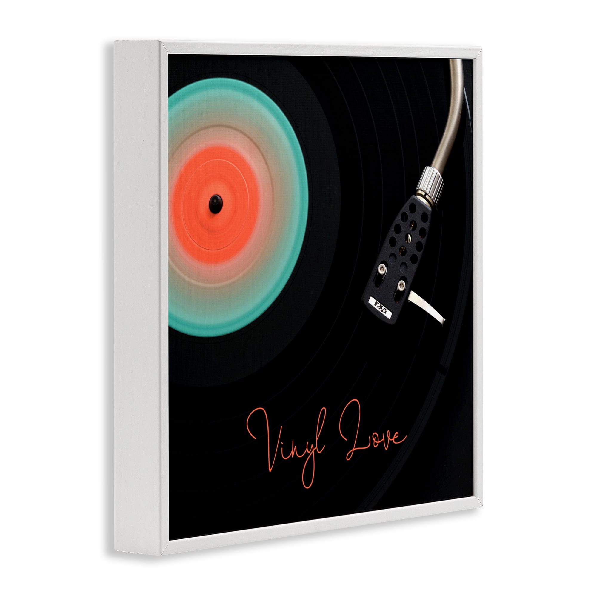 Stupell Industries Spinning Record Vinyl Love White Framed Giclee Art, design by Tom Quartermaine