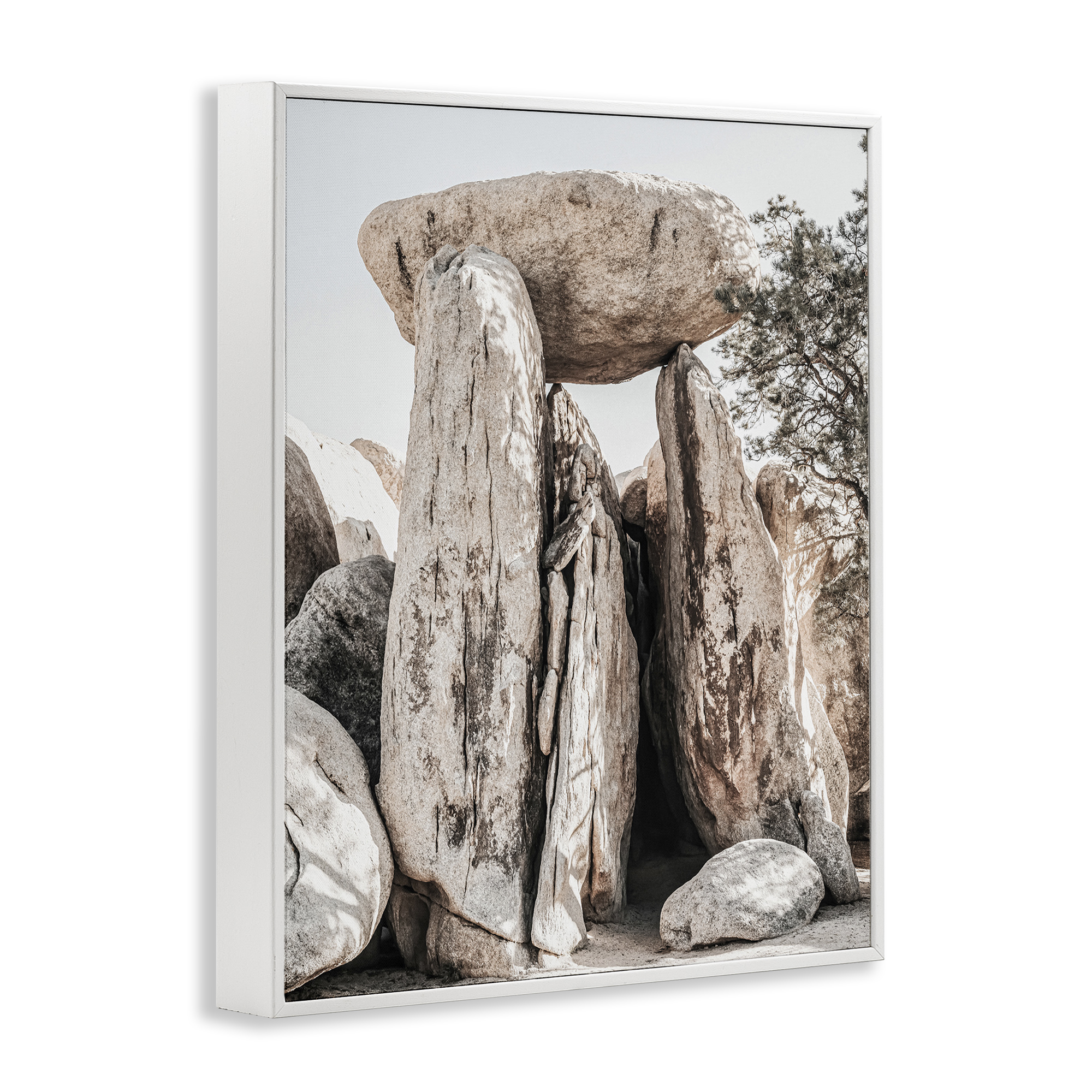 Stupell Industries Balanced Rock Formation Landscape Photography White Framed Art Print Wall Art, 16 x 20
