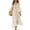 Beige #21, variant on Women V-Neck Empire Waist Maxi Dress, Puff Lantern Long Sleeve Solid Color Flowy Boho Loose Cotton-Linen Blend Vacation Casual Long Dress L