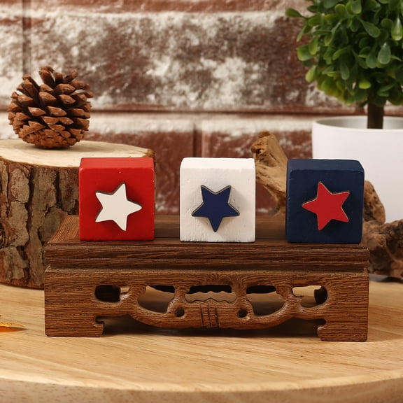 Kbndieu 4th of July Decorations Patriotic Table Decorations, Wooden Independence Day Tabletop Decoration, Red White Blue Table Centerpieces Sign for Memorial Day Home Party Kitchen Farmhouse Display