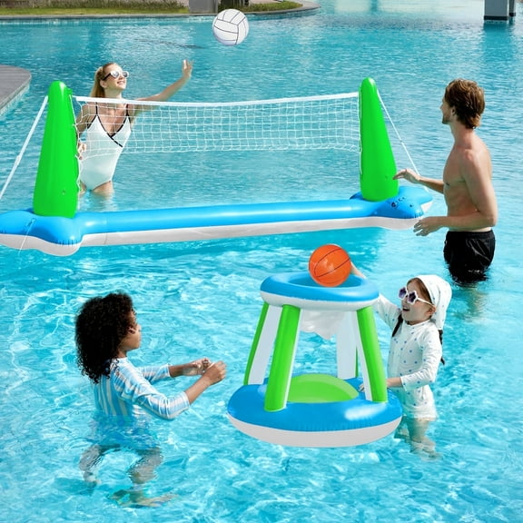 Syncfun Pool Toys with Pool Volleyball & Pool Basketball Hoop, Summer Pool Game for Kids and Pool Floats for Adults
