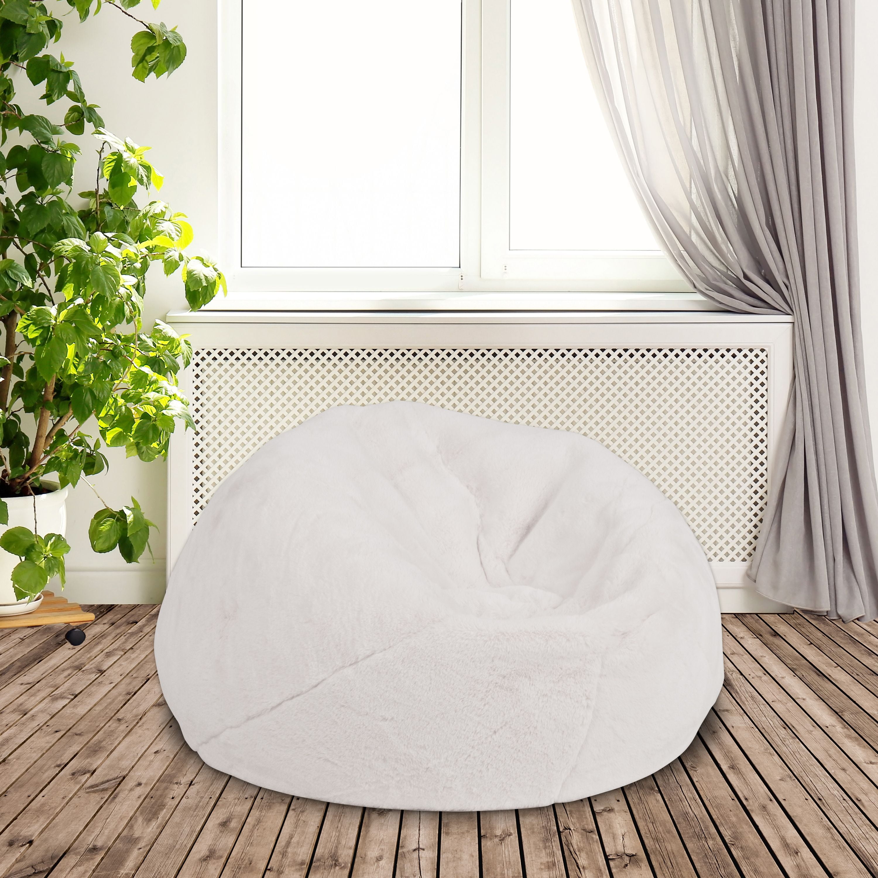 Flash Furniture Small White Furry Kids Bean Bag Chair