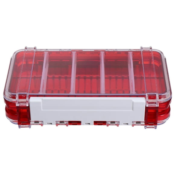 Miangastore Boîte d'Équipement de Pêche Imperméable à Double Couche Boîte d'Appâts de Pêche Boîte de Rangement pour Hameçons et Appâts Accessoires de Pêche de Plein Air (Rouge)