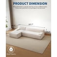 thumbnail image 3 of Oversized Cloud Modular Sectional Sofa 108" with Chaise - Ultra-Soft Corduroy 3-Seater Couch - Deep Sleeper, Padded Memory Foam, No Assembly Needed - Brown, 3 of 8