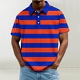 thumbnail image 2 of Men's Big and Tall Short Sleeve Striped Polo Shirt, Classic Blue White Nautical Stripe Casual Top, Breathable Comfort Fit for Daily & Golf Wear, Sizes M-4XL Red, 2 of 5