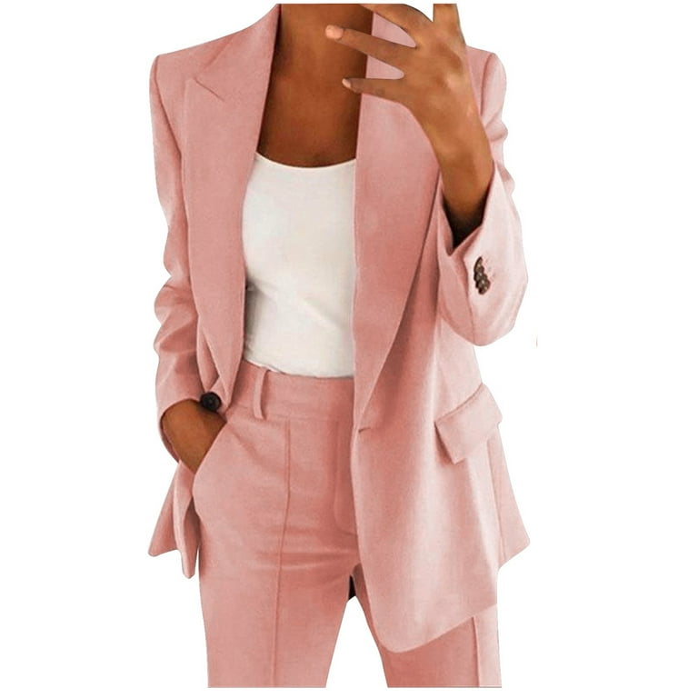 qazqa women's two piece lapels suit set office business long