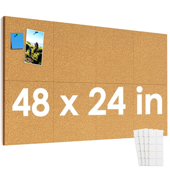 MaxGear Large Cork Board for Wall, 8-Pack 12" x 12" Cork Board Tiles with Push Pins & Adhesive, Wall Bulletin Board for Office, Home