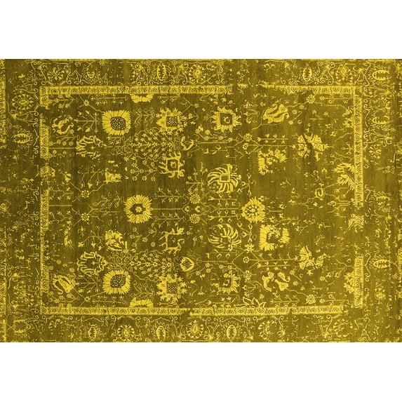 Ahgly Company Indoor Rectangle Oriental Yellow Industrial Area Rugs, 3' x 5'