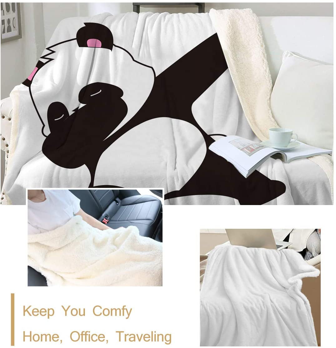 Sleepwish Panda Plush Blanket Cartoon Animal Throw Blanket Cute Panda Bears Graphic Pattern Kids Blankets Fleece Queen 90 X 90 
