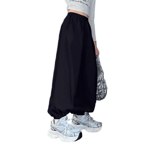 Girls Baggy Wide Leg Pants Kids Elastic Waist Parachute Track Pants with Pockets Tween Girls Trendy Clothes Bow Sweatpants