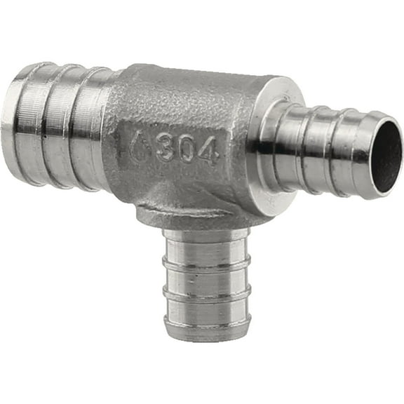 Boshart Plumbeeze PEX Tee PE-PS-T070505 - Stainless Steel, Durable - 3/4 In. x 1/2 In. x 1/2 In.