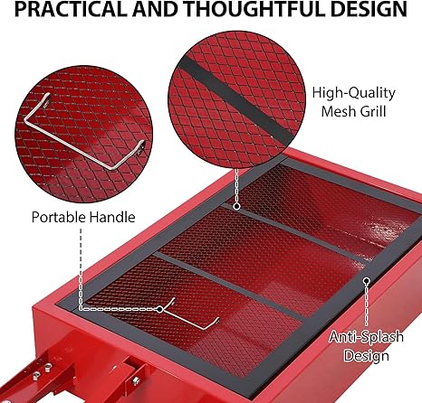 20 Gallon Oil Drain Pan Oil Drain Tank, 76L Low Profile Oil Drain Pan, Large Capacity Oil Change Pan with Manual Pump & T Foldable Hand and Wheels, 8FT Hose Oil Drain Cart for Car, SUV, Trucks
