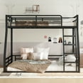 thumbnail image 2 of Lisonu Twin over Full Floor Bunk Bed, Heavy-Duty Metal Bed Frame with 500lb Capacity, Space-Saving Design for Teens & Adults, Noise-Reduced, Black, 2 of 14