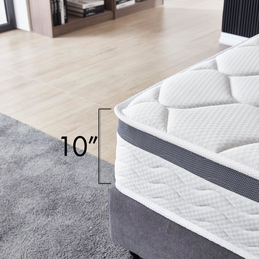 King Size Mattress - 10 Inch Cool Memory Foam & Spring Hybrid Mattress - Euro Top - Medium Firm - Oliver & Smith