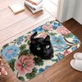 thumbnail image 2 of 1pc Black Cat on Floral Fabric Absorbent Non-Slip Bathroom Thickened Flannel Rug Decor,Soft,Quick Drying,Suitable For Indoor/outdoor Use,Bathrooms,Bedrooms,Kitchens,Terrace,Laundry Rooms,16"x24", 2 of 9