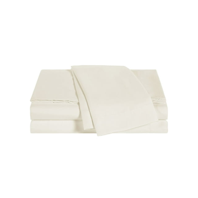 WELLBEING Ivory Solid 300 Thread Count King \ California King Sheet Set