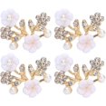 thumbnail image 1 of ZOUSSIQI 4Pcs Rhinestone Buckle, Hollow Crystal Flower Shape Buckle, Color Crystal Buckle for Wedding Party Prom Women Shoe Clips Buckles Decorations Accessories (3.5 * 2.2cm Pearl Flower CA919-18315, 1 of 9