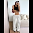 thumbnail image 4 of Pantalones Deportivos Rectos de Pierna con Cintura con Cordón para Mujer, Pantalones Casuales Holgados y Largos de Verano. XL, 4 of 9