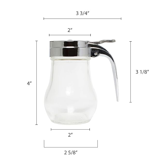 Twin Pack of 6 oz Glass Syrup Honey Milk Pourer Dispenser Server for Restaurant