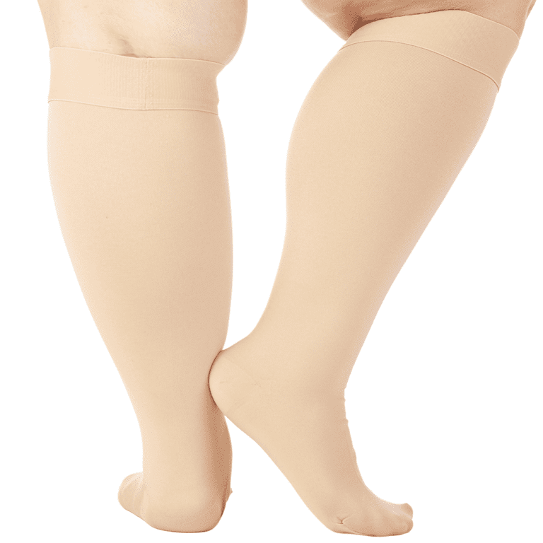 2XL Plus Size Compression Stockings for Men & Women 20-30mmHg - Beige, 2XL