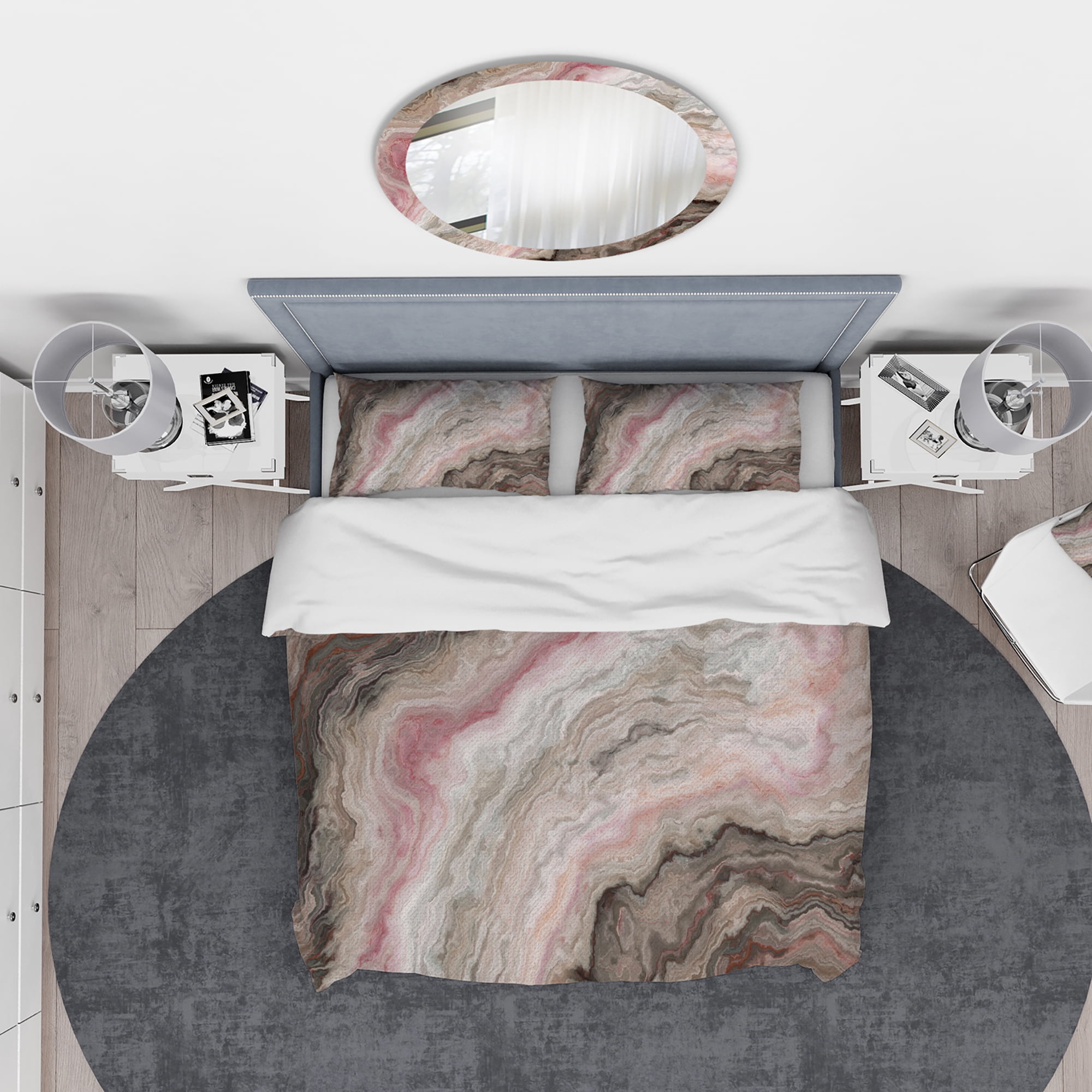 Designart 'Grey Onyx with Rose Inclusions' Mid-Century Modern Duvet Cover Set