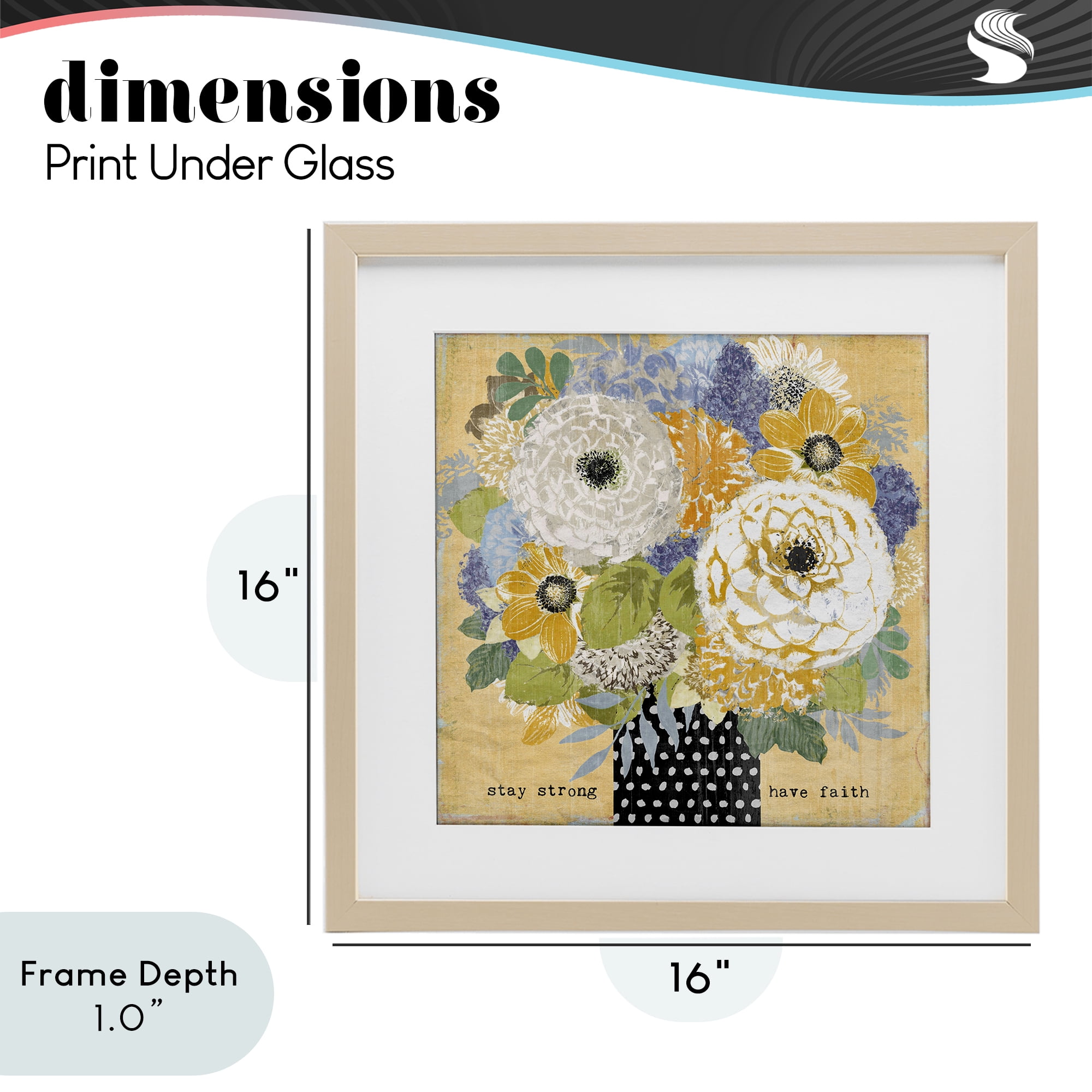 Stupell Industries Stay Strong Have Faith Birch Framed Print Under Glass, design by Suzanne Nicoll
