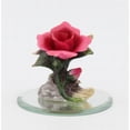 thumbnail image 2 of Ceramic Mini Marve Rose Flower on Glass Base Figurine, Gift for Her, Gift for Mom, Home Decor, 2 of 3