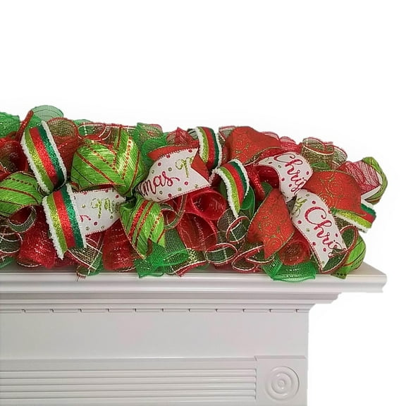 Christmas for Staircase or Mantle - Mantel - Red Lime Green White - Choose Your Colors…C1